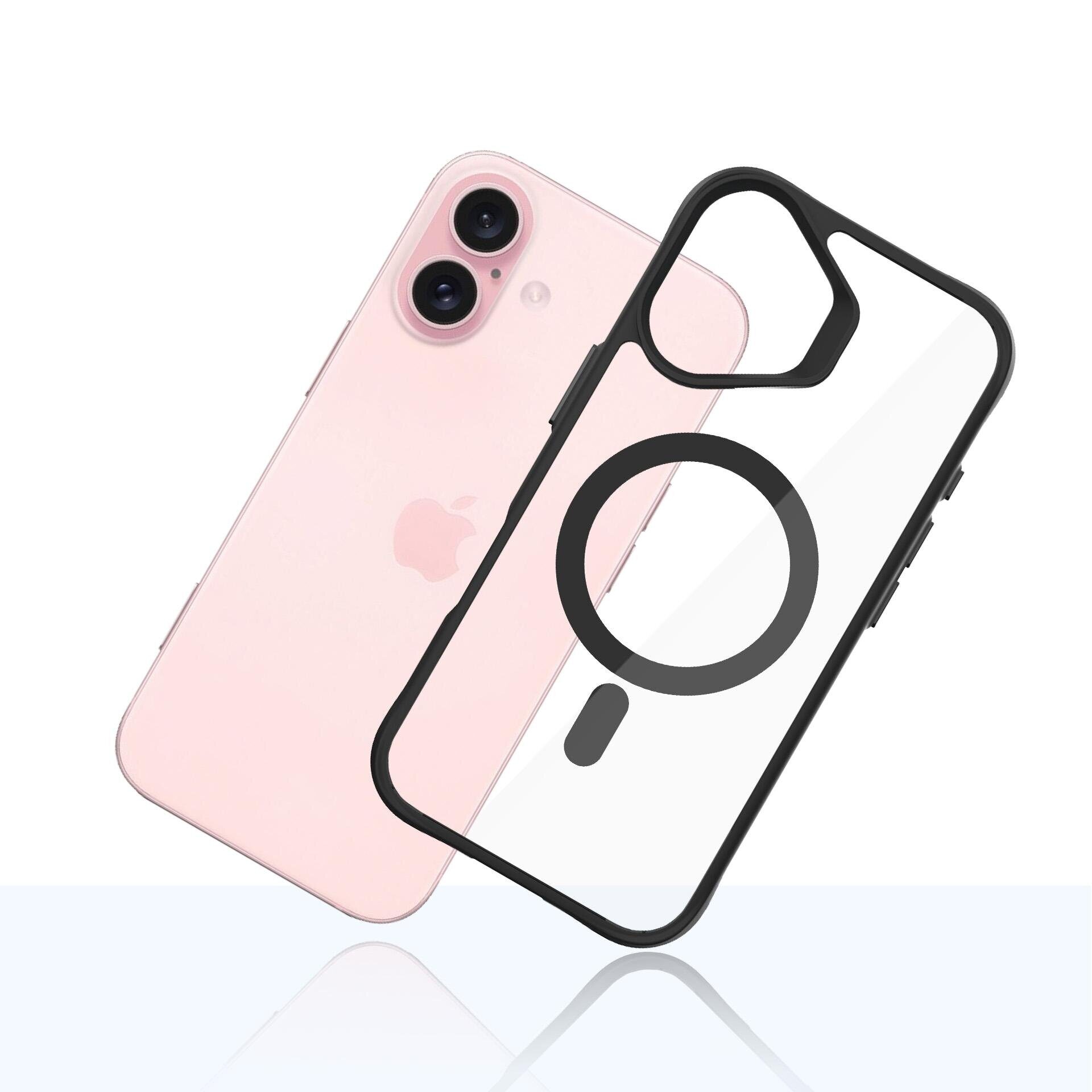 3mk Satin Armor MagCase with MagSafe for iPhone 16 - Clear with Black Frame - imagine 3