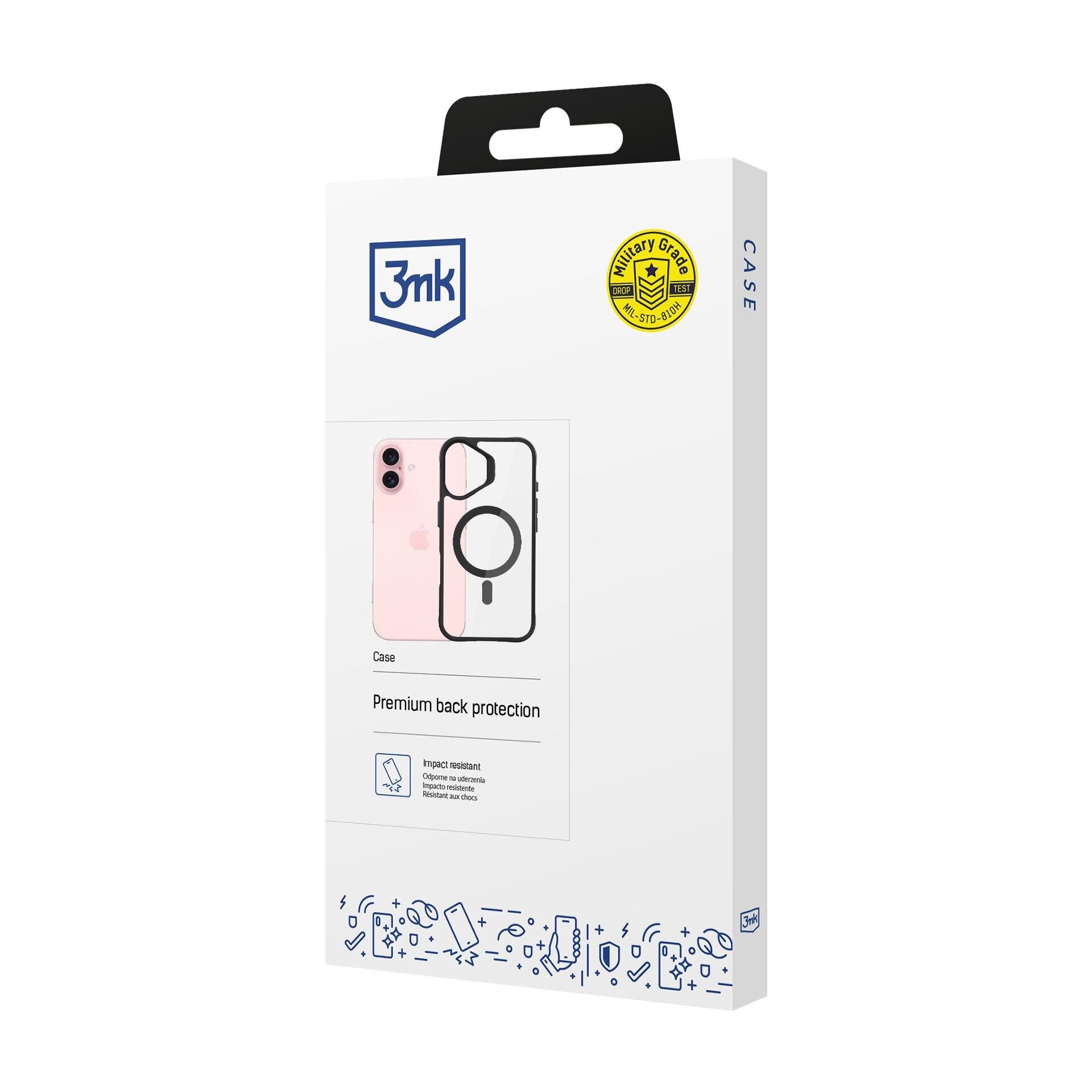 3mk Satin Armor MagCase with MagSafe for iPhone 16 - Clear with Black Frame - imagine 6
