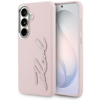 Karl Lagerfeld case Grained Signature Metal Resin Logo for Samsung Galaxy S26 pink