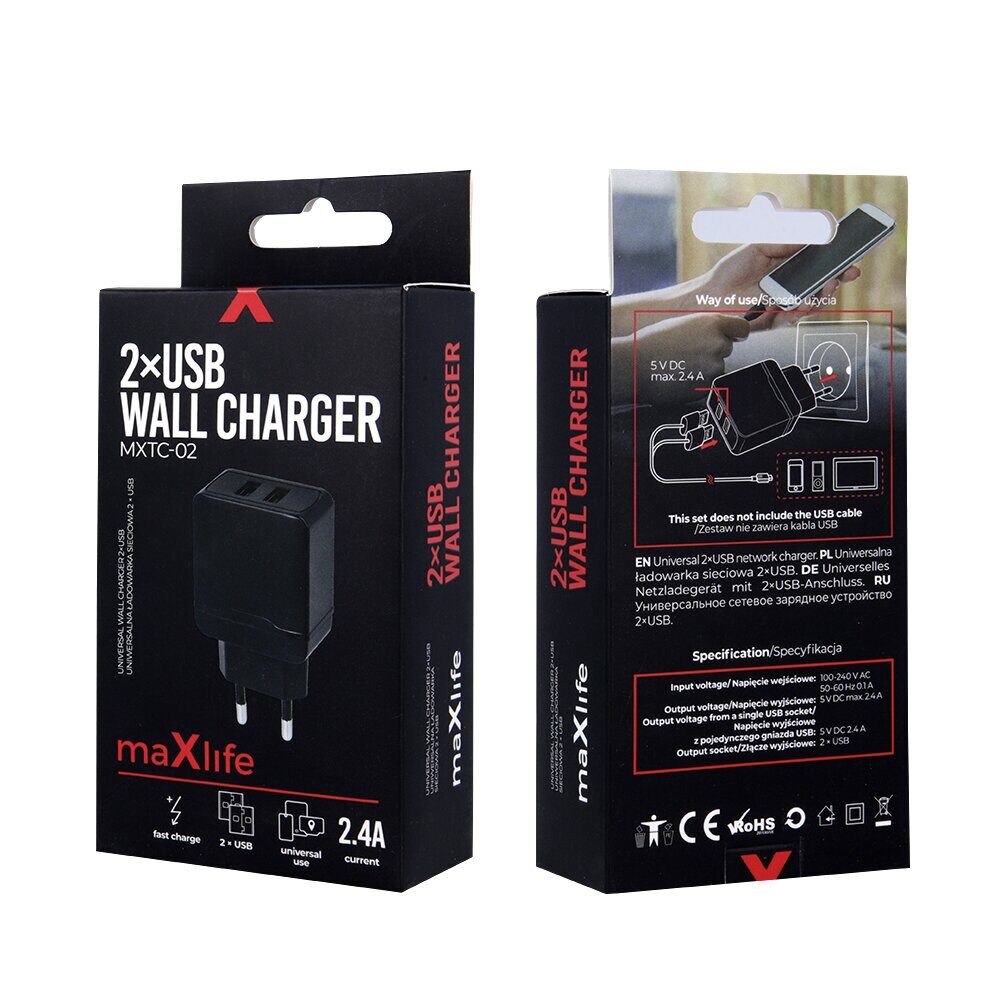 Maxlife MXTC-02 charger 2x USB 2.4A black - imagine 4