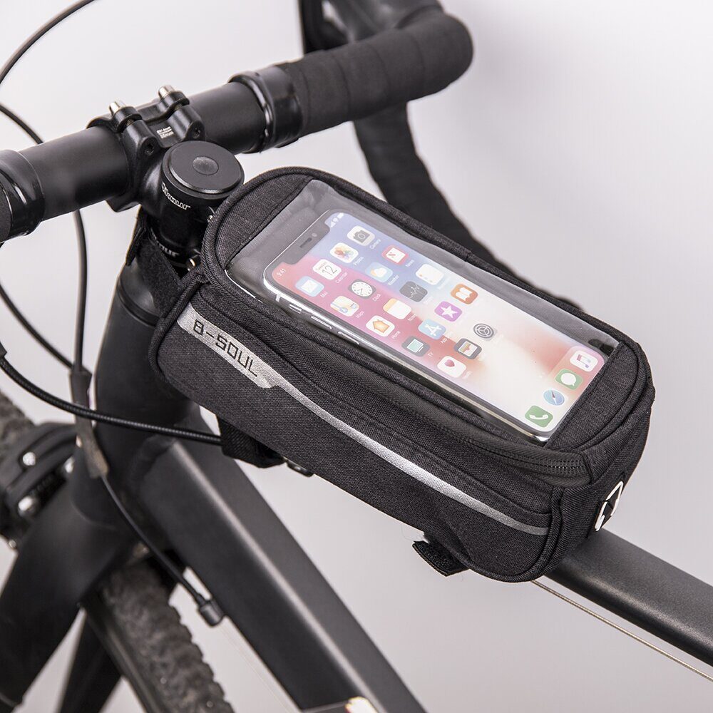Waterproof bike frame bag with phone holder black - imagine 2