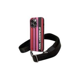 Karl Lagerfeld case for iPhone 14 Pro 6,1" KLHCP14LSTSTP pink hardcase Color Stripes Strap