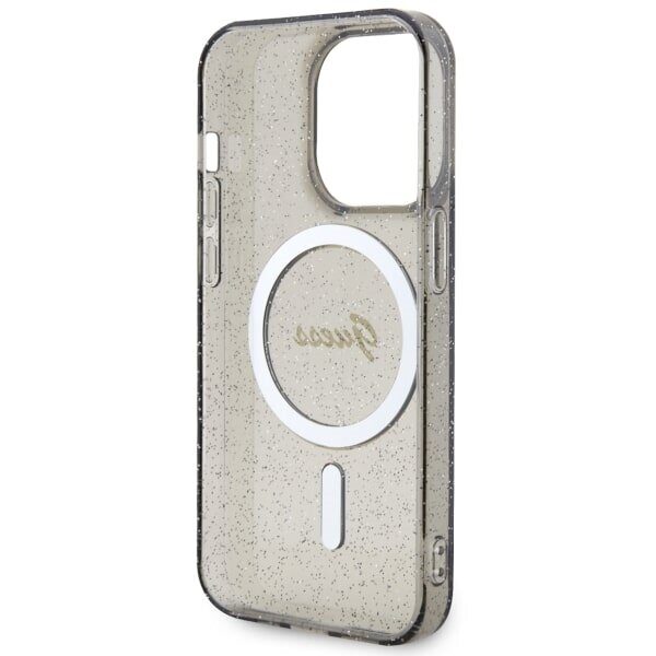 Guess case for iPhone 14 Pro Max 6,7" GUHMP14XHCMCGK black hardcase MagSafe IML Glitter Gold - imagine 7