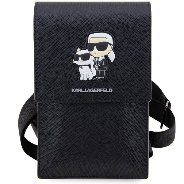 Karl Lagerfeld handbag for phone KLWBSAKCPMK black hardcase Phone Pounch Universal Saffiano K&C NFT - imagine 2