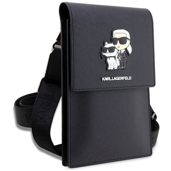 Karl Lagerfeld handbag for phone KLWBSAKCPMK black hardcase Phone Pounch Universal Saffiano K&C NFT - imagine 3