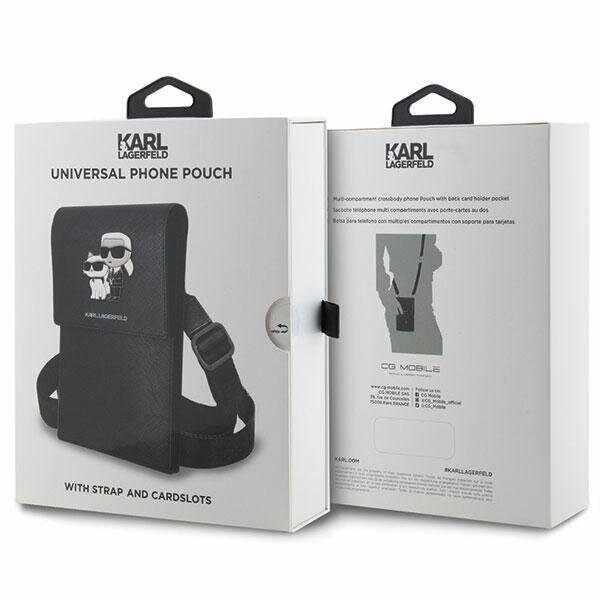 Karl Lagerfeld handbag for phone KLWBSAKCPMK black hardcase Phone Pounch Universal Saffiano K&C NFT - imagine 6