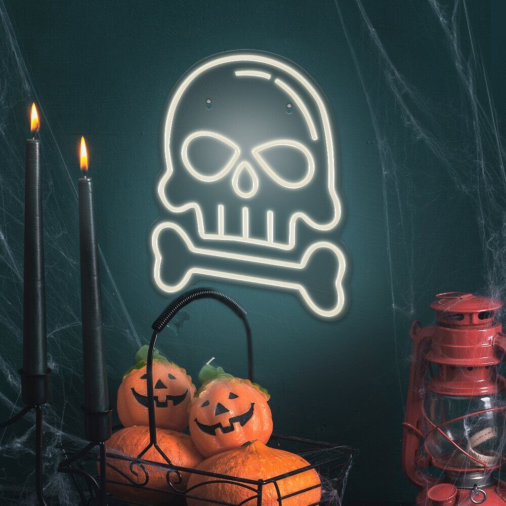 Neon PLEXI LED SKULL WITH BONE white FPNE18 Forever Light - imagine 2