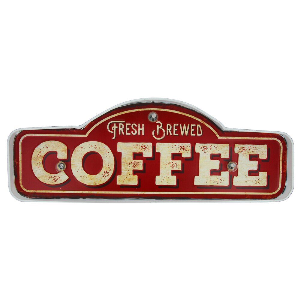 RETRO Metal Sign LED Fresh Brewed Coffee Forever Light - imagine 2