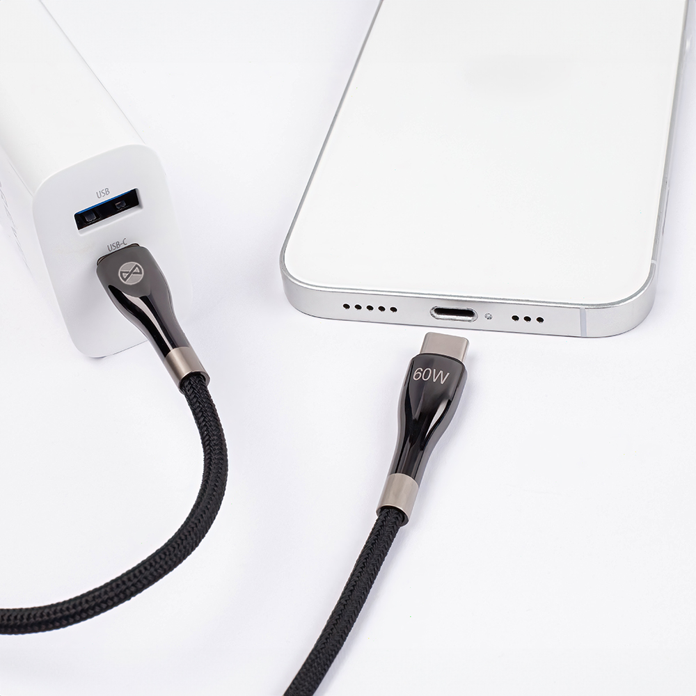 Forever Sleek cable USB-C - USB-C 2,0 m 60W black - imagine 6