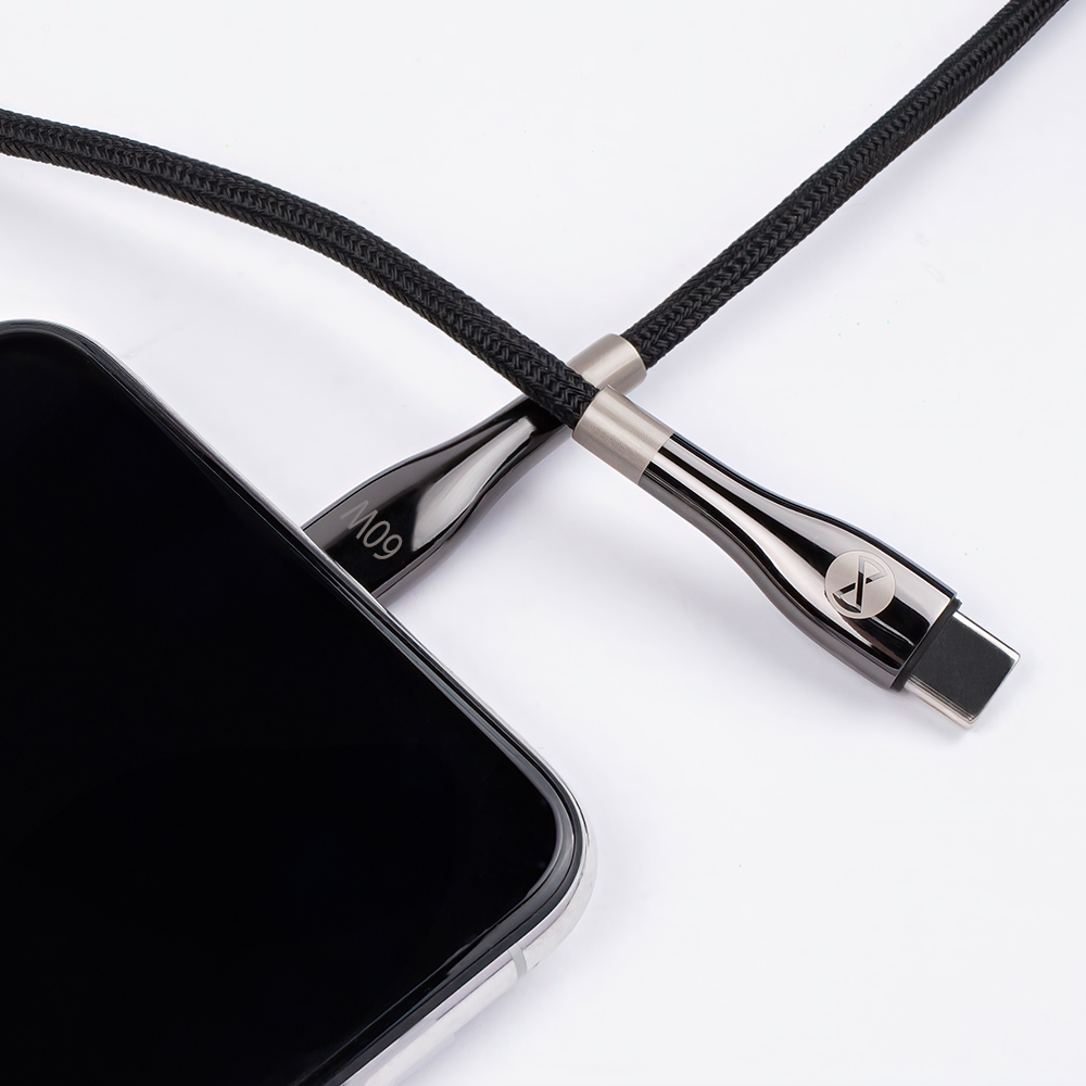 Forever Sleek cable USB-C - USB-C 2,0 m 60W black - imagine 7