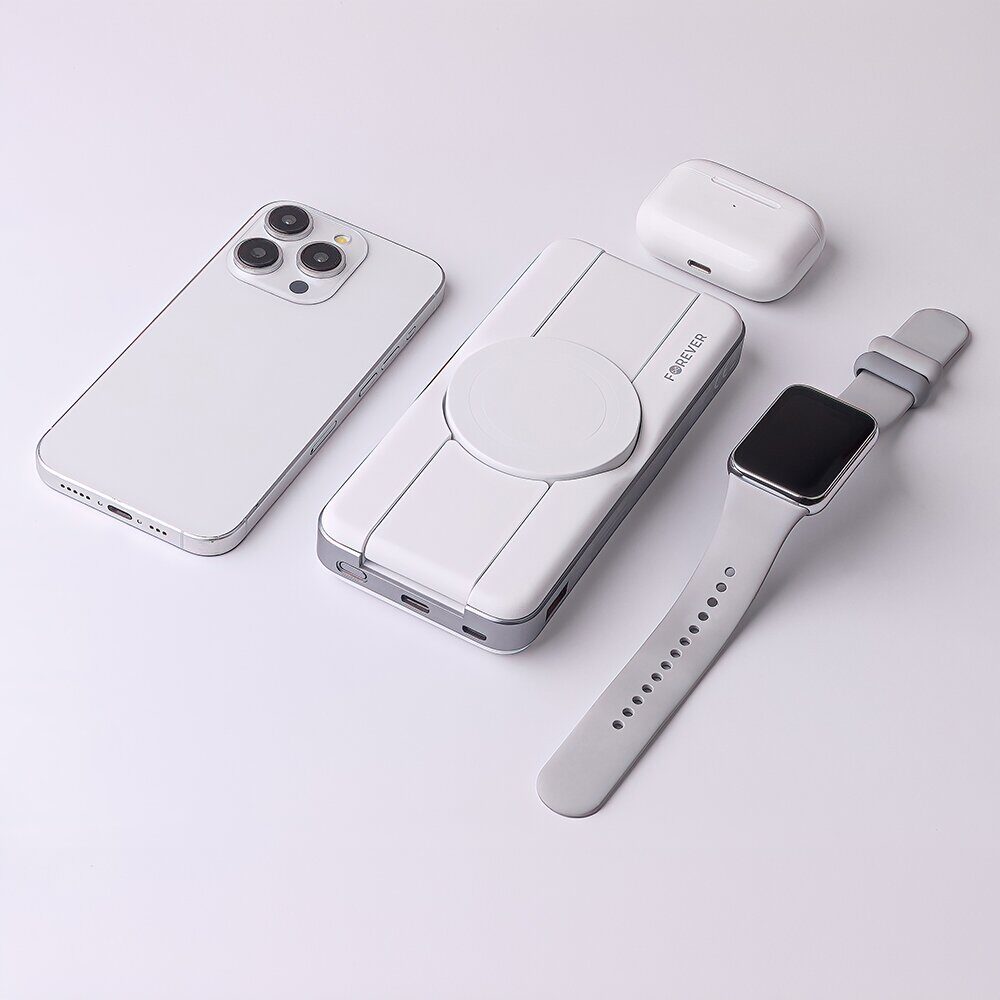 Forever wireless power bank MATB-300 10000 mAh magnetic 3in1 white - imagine 10