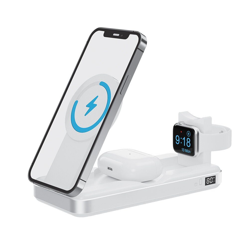 Forever wireless power bank MATB-300 10000 mAh magnetic 3in1 white - imagine 2