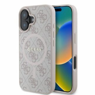 Guess case for iPhone 16 6,1" GUHMP16SG4GFRP pink hardcase 4G Ring Classic Logo MagSafe