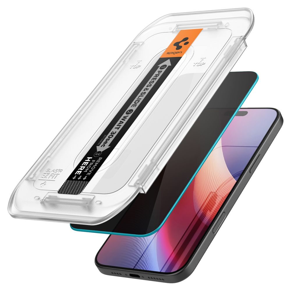 Spigen Glas.Tr ”Ez Fit” 2-Pack forfor iPhone 16 Pro Max 6,3" privacy - imagine 2