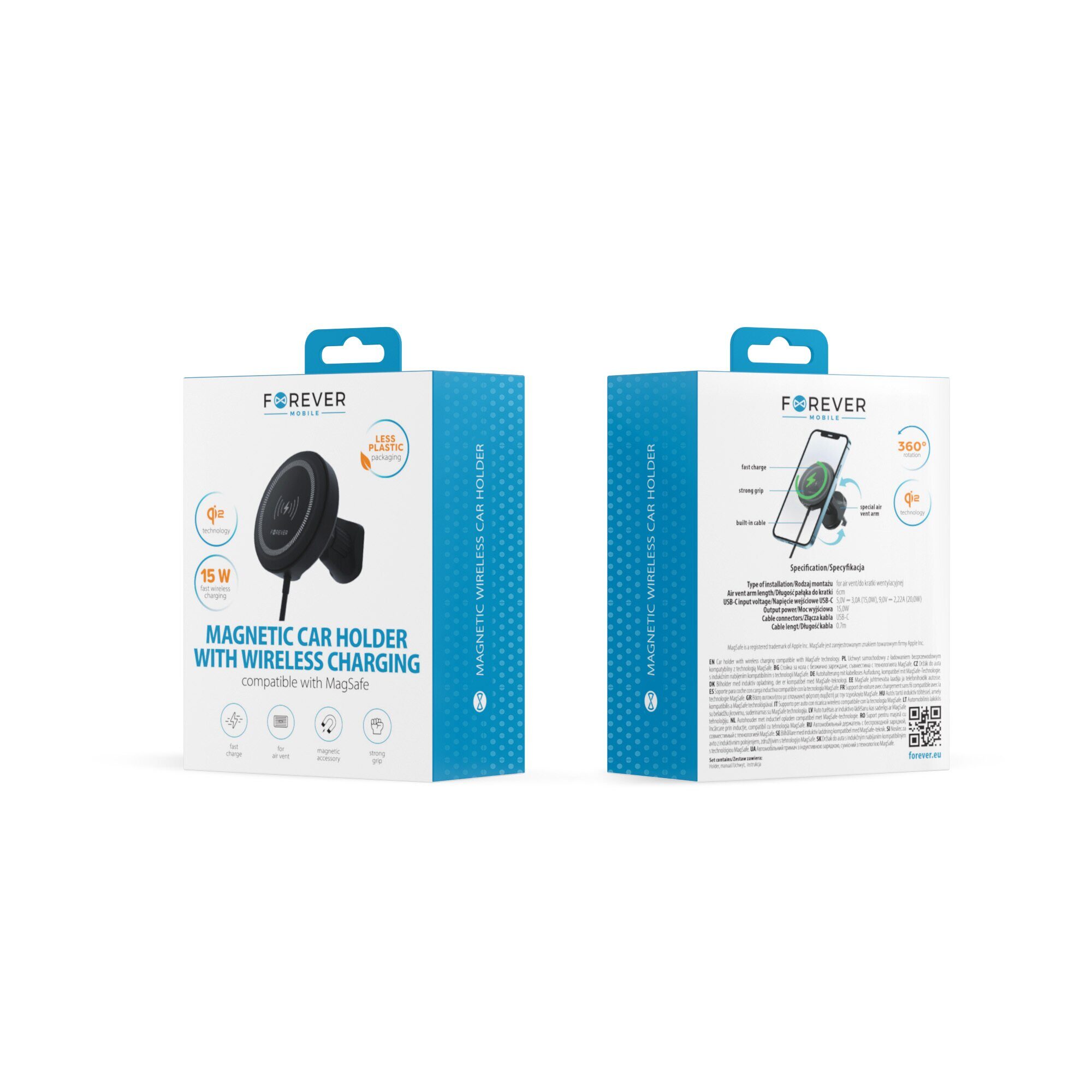 Forever car holder for air vent MACH-300 magnetic with wireless charging black Qi2 15W - imagine 9