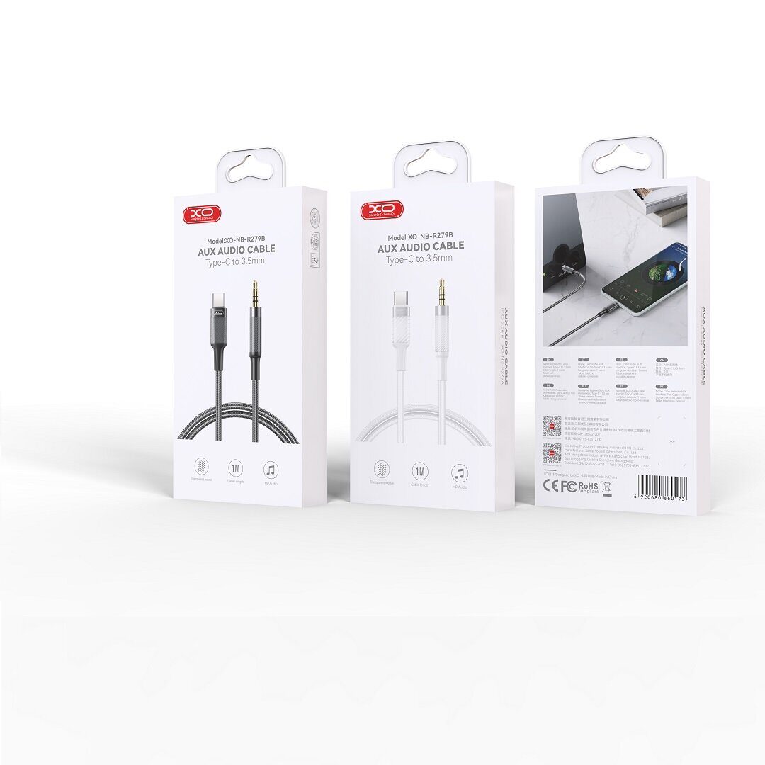 XO cable audio NB-R279B USB-C - jack 3,5mm 1,0m black - imagine 2