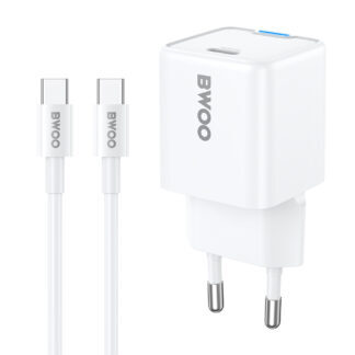 BWOO GaN PD 30W wall charger CDA211 C-C 1x USB-C port with 60W cable USB-C 2A white