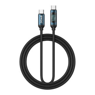 BWOO USB-C - USB-C cable 1m 60W with LED display, braided, black X304