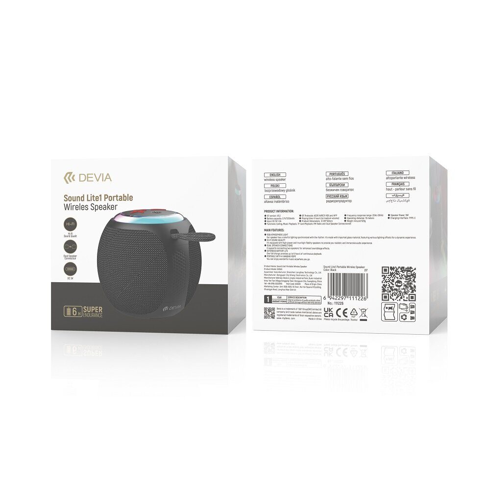 Devia Bluetooth speaker Lite1 black - imagine 3