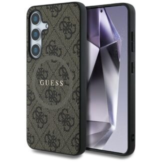 Guess HC Magnetic PU 4G Ring Classic Logo case for Samsung Galaxy S25 brown