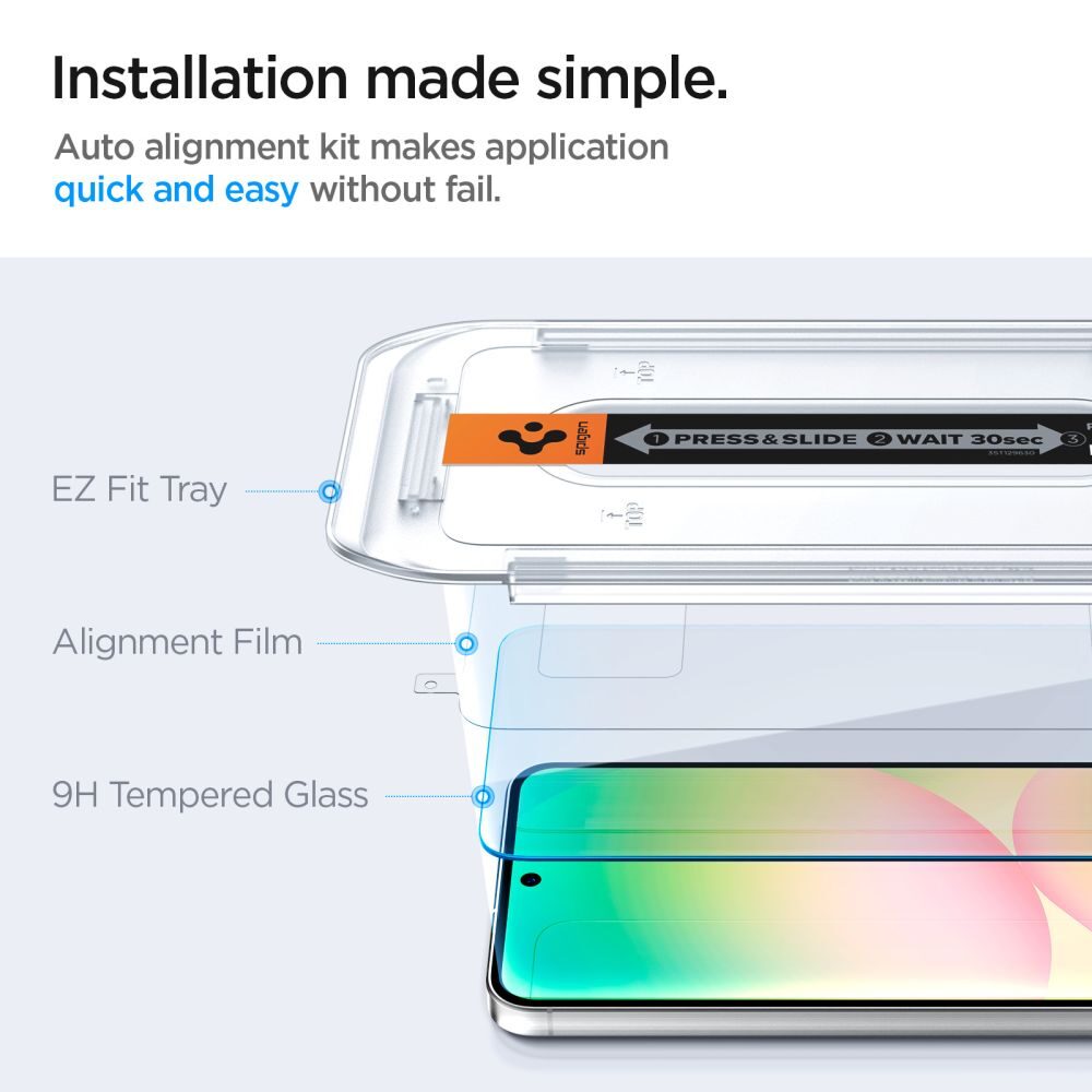Spigen Glas.tR "EZ Fit" 2-Pack Tempered Glass for Samsung Galaxy A56 5G / S24 FE Transparent - imagine 9