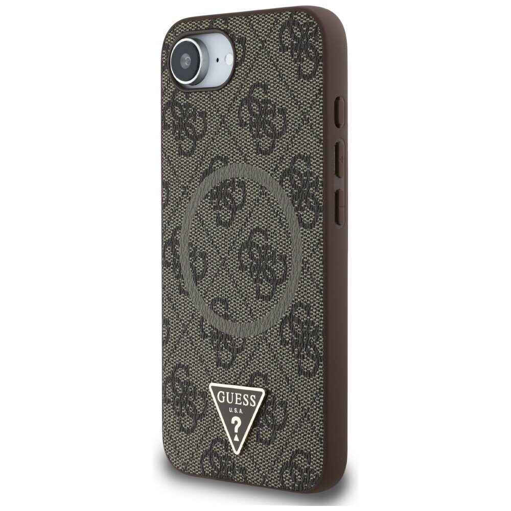 Guess HC MagSafe PU 4G Ring Triangle Logo case for iPhone 16e Brown - imagine 2