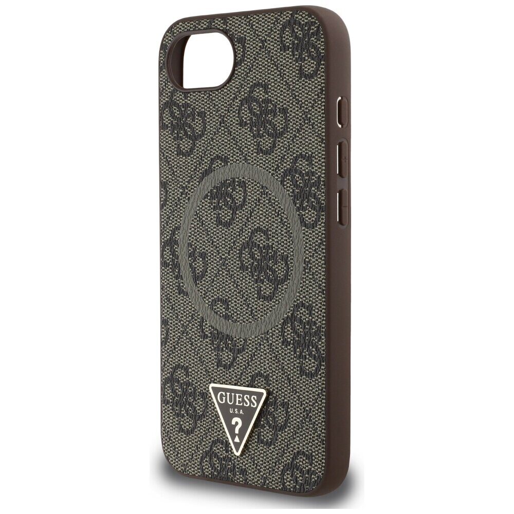 Guess HC MagSafe PU 4G Ring Triangle Logo case for iPhone 16e Brown - imagine 6