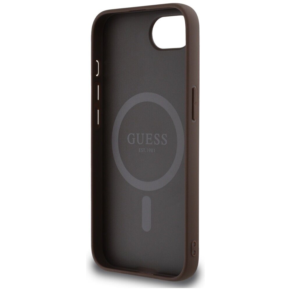 Guess HC MagSafe PU 4G Ring Triangle Logo case for iPhone 16e Brown - imagine 7