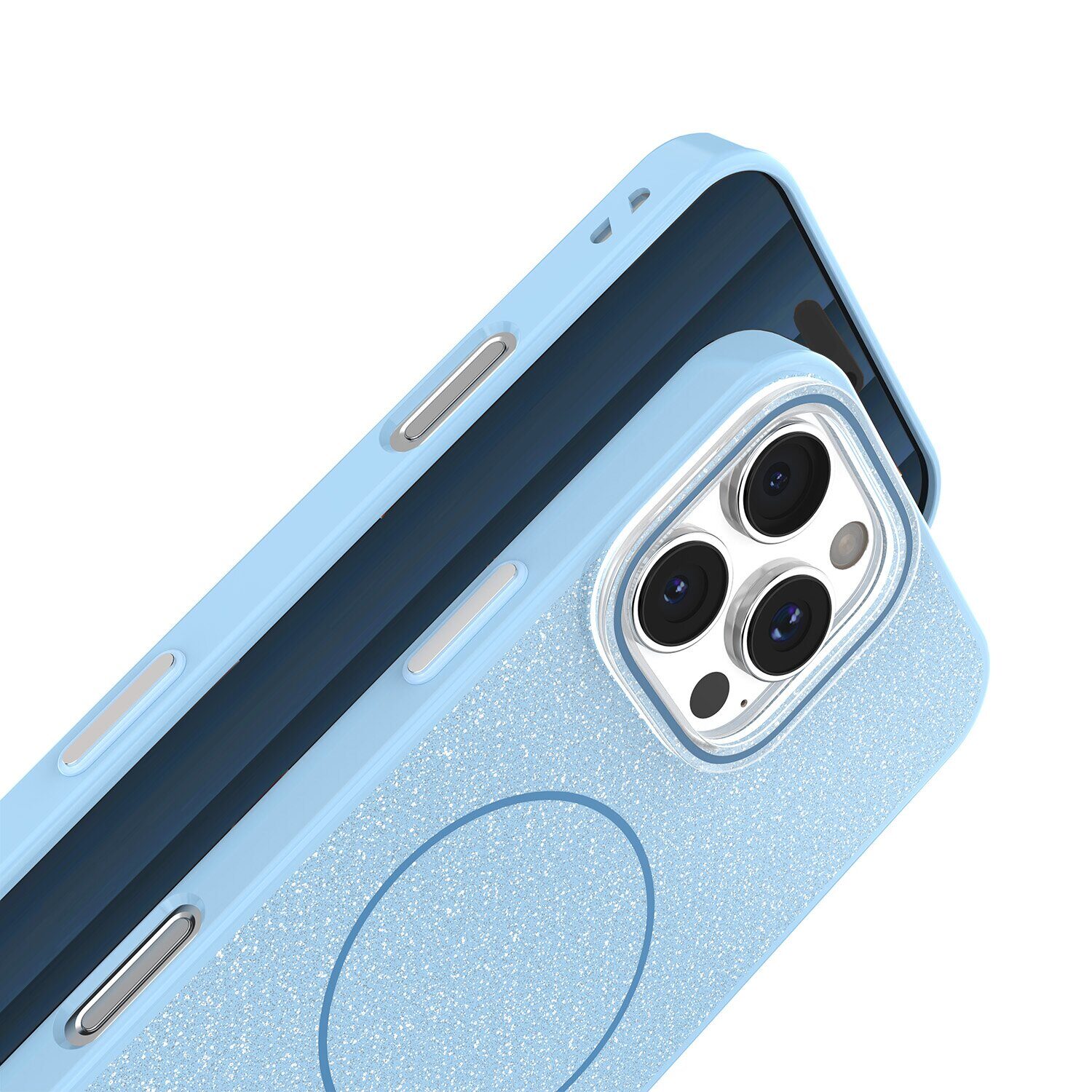 Glitter Thin Mag case for iPhone 17 Pro 6,3" blue - imagine 4