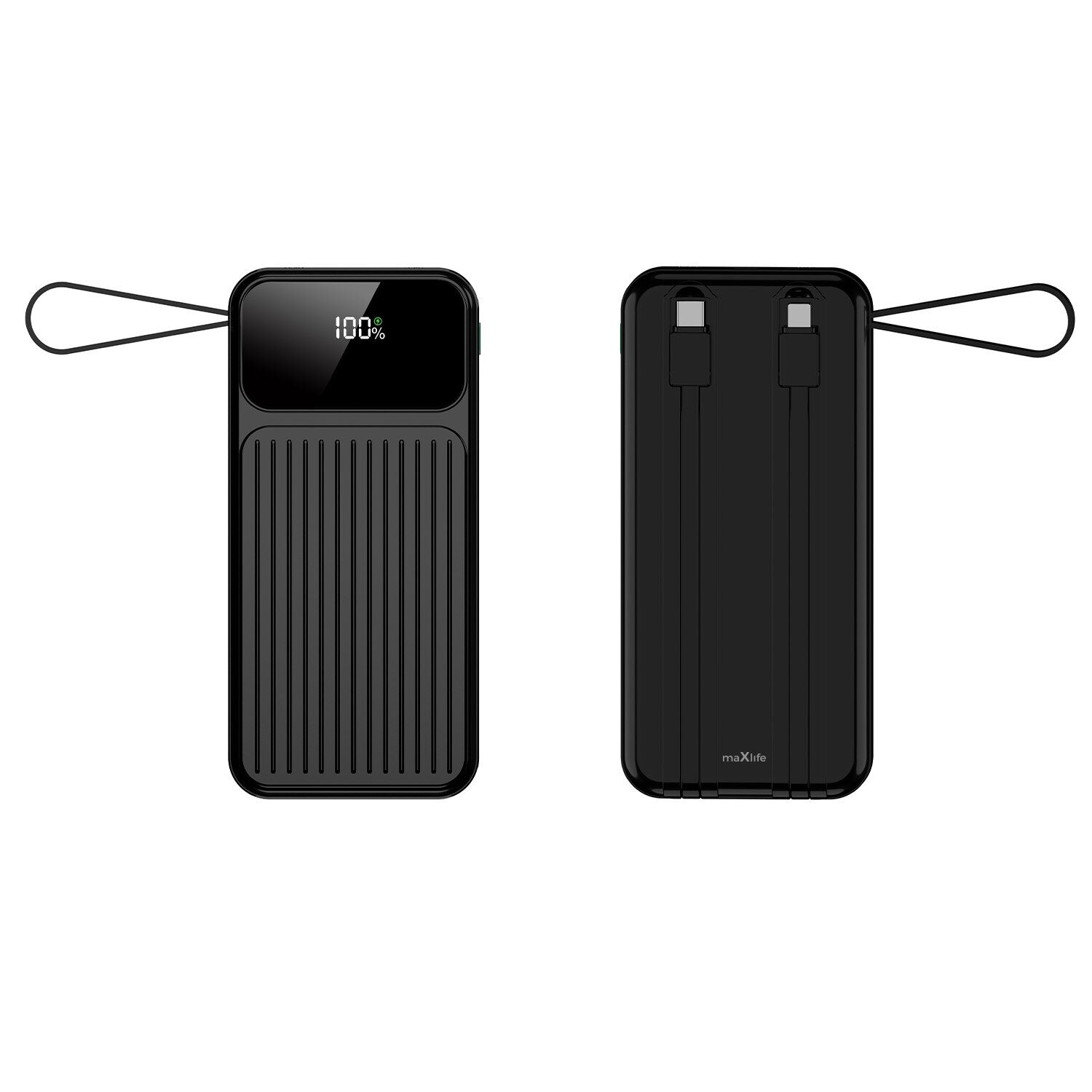 Maxlife power bank with built-in cables MXPB-06 bkt PD QC 22,5W 10000 mAh black - imagine 3