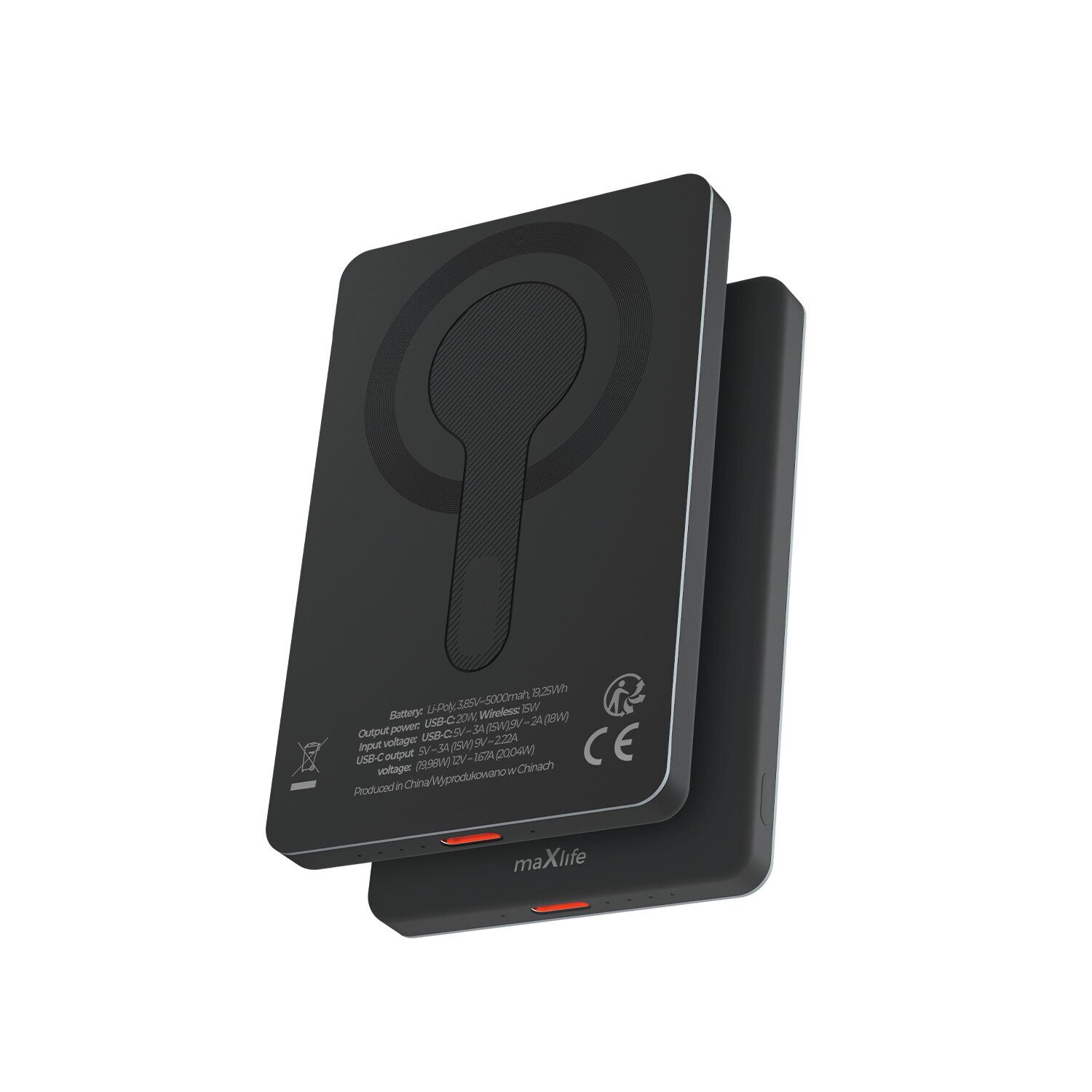 Maxlife wireless power bank MXPB-05 bkt 20W PD 5000 mAh magnetic black