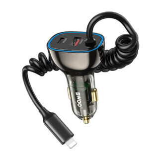 BWOO CC96L 30W PD car charger 1x USB-C 1x USB port with lightning cable gray