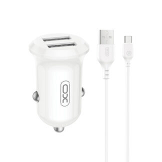 XO car charger CC67 12W 2x USB black + USB - USB-C cable