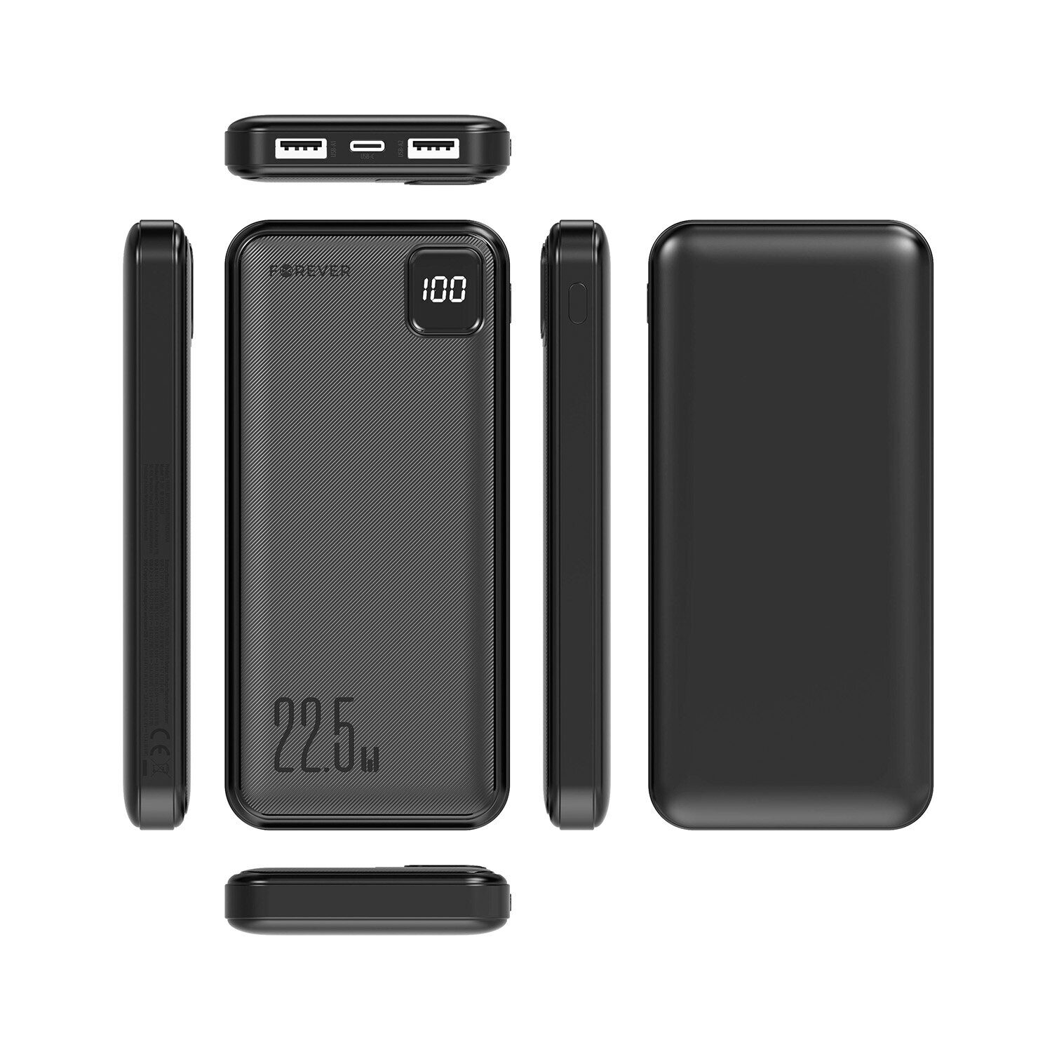 Forever power bank TB-300M PD QC 22,5W 10000 mAh black - imagine 3