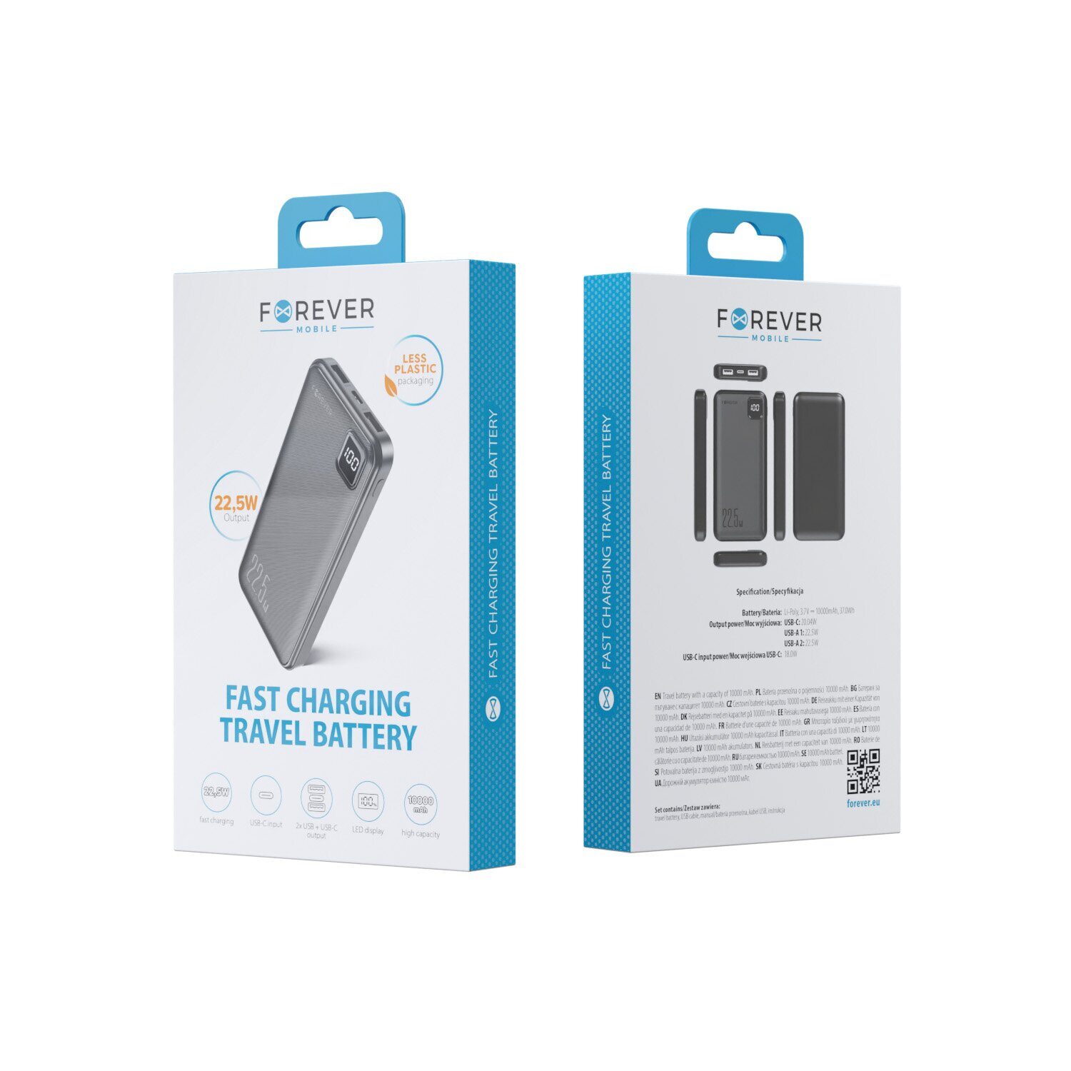 Forever power bank TB-300M PD QC 22,5W 10000 mAh black - imagine 4