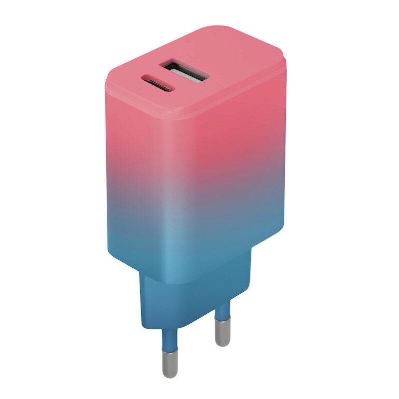 Setty charger USB + USB-C 20W LSIG-AC-20 turquoise-pink gradient