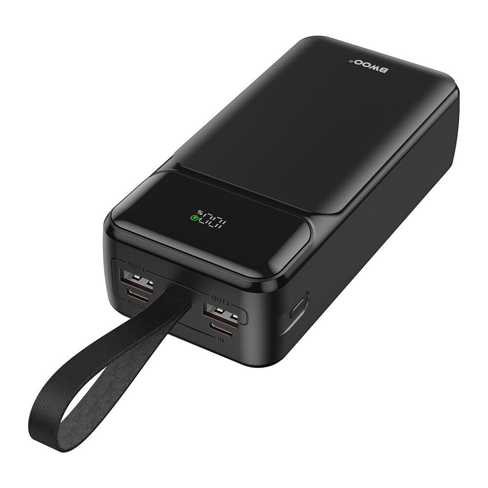 BWOO 65W power bank 30000 mAh 2x USB-A, 1 x USB-C with LCD display, black P66 - imagine 2