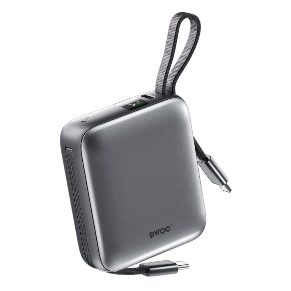 BWOO power bank P74 bkt 22.5W 10000 mAh with 2 built-in cables 1 x USB-C 1 x Lightning black - imagine 2