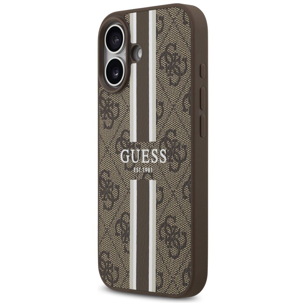Guess 4G Printed Stripes MagSafe case for iPhone 17 brown