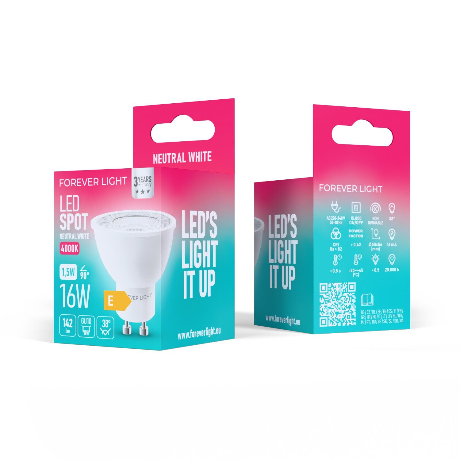 Forever Light LED Bulb GU10 38° 1.5W 142lm 4000K class E - imagine 3