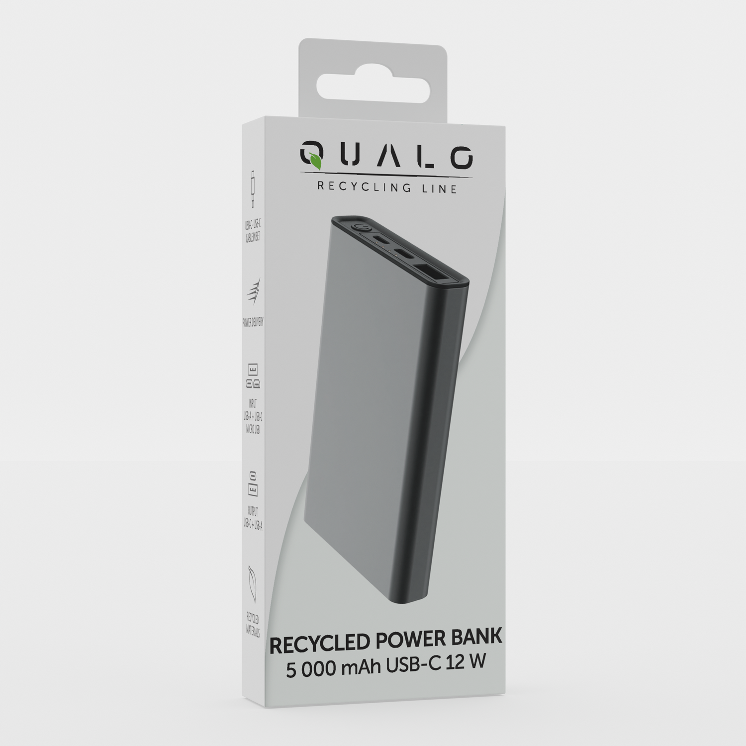 Setty Recycling power bank 5000 mAh 12W gray QRPB5-12-18 - imagine 10