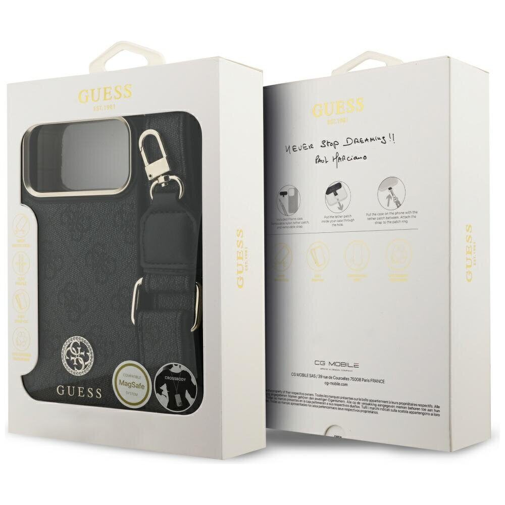 Guess 4G Srtass Logo & Big Strap Metal Buttons MagSafe case for iPhone 17 Pro Max black - imagine 9