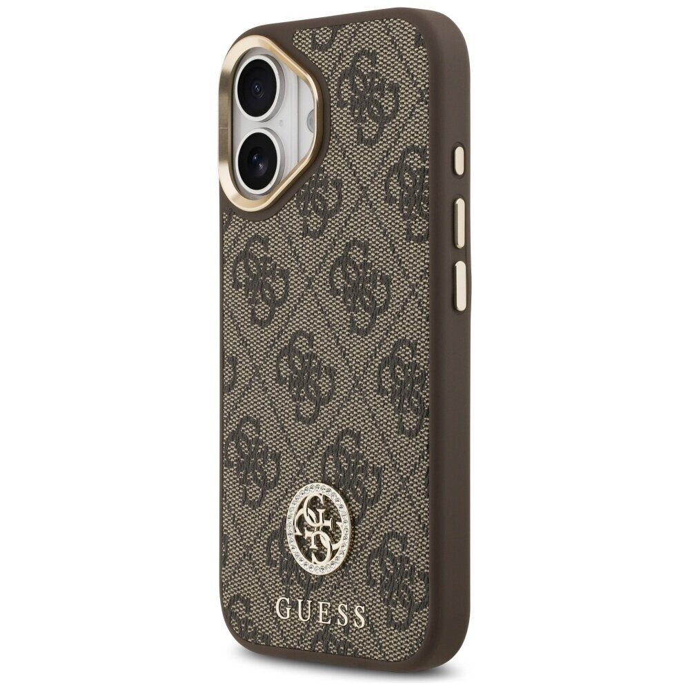 Guess 4G Strass Logo & Big Strap Metal Buttons MagSafe case for iPhone 17 brown - imagine 2