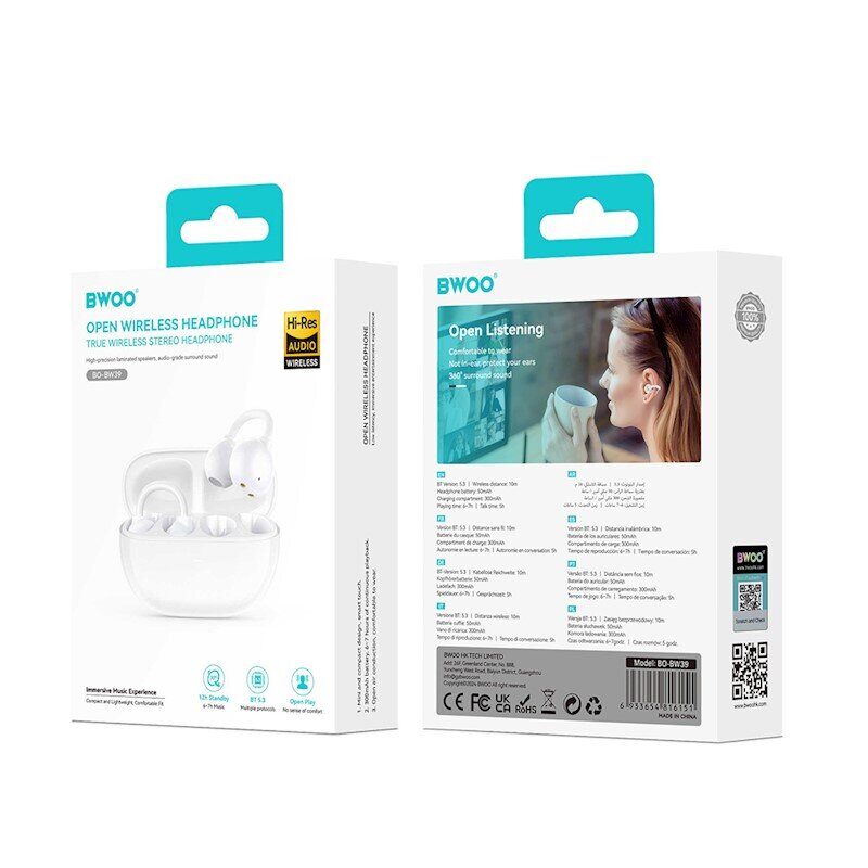 BWOO Bluetooth earphones BW39 TWS for running white - imagine 2