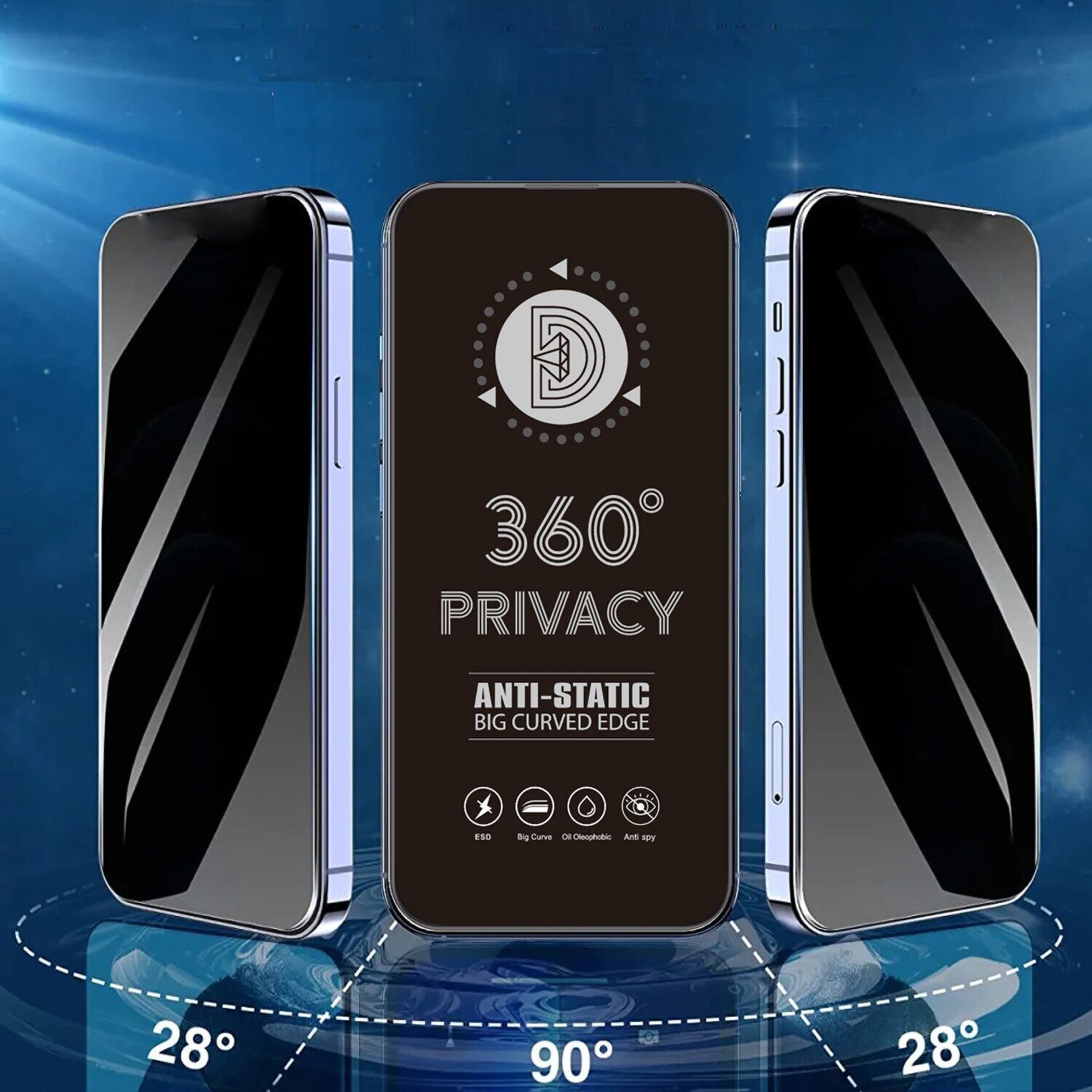 Tempered glass Privacy 360 for iPhone 15 / 16 - imagine 2