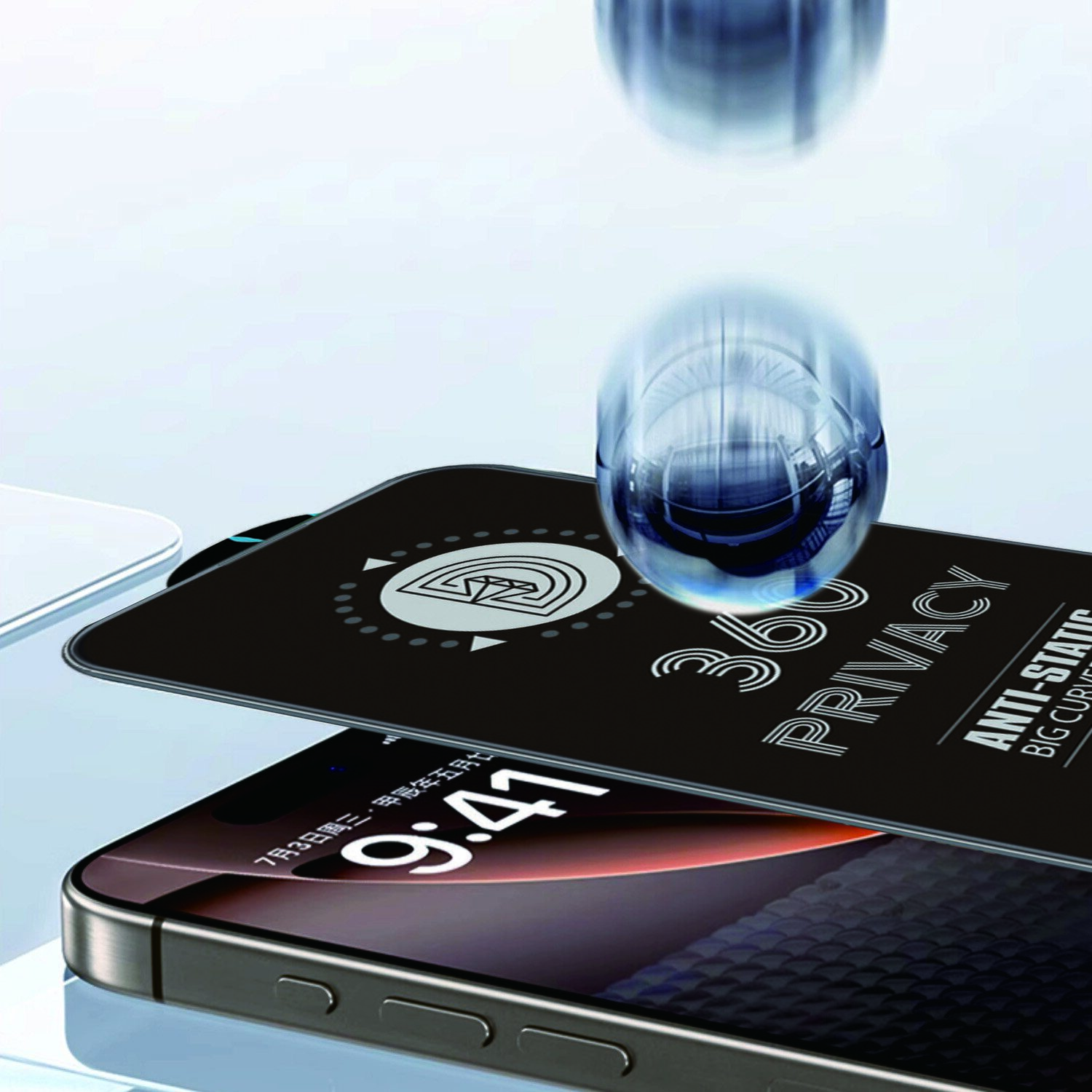 Tempered glass Privacy 360 for iPhone 15 / 16 - imagine 5