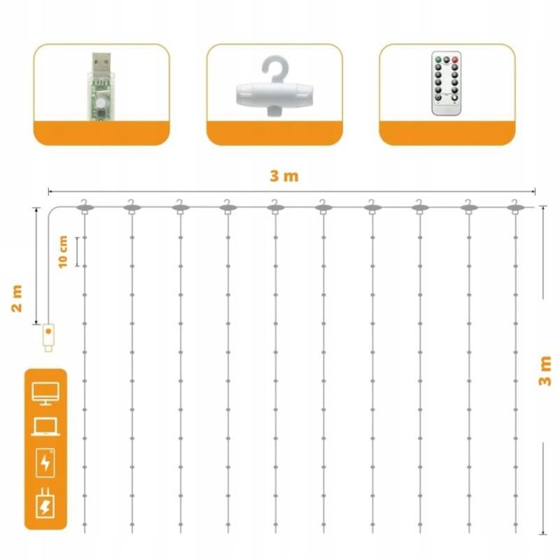 led curtain (300 led lamp) 3mx3m cold white - imagine 2