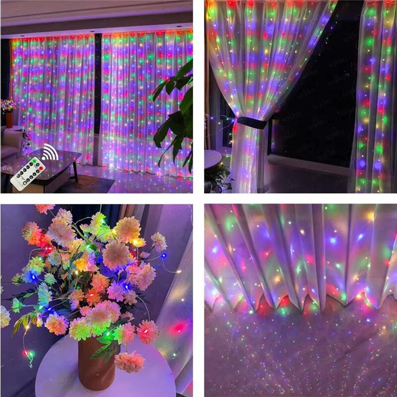 LED CURTAIN (200 LED LAMPS) 3Mx2M MULTICOLOR - imagine 2