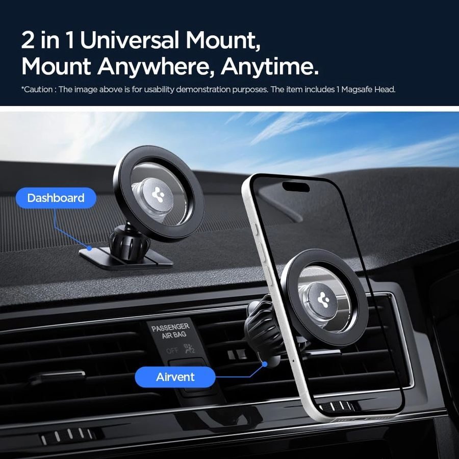 SPIGEN MFT13 MAGNETIC MagSafe DASHBOARD & VENT CAR MOUNT BLACK - imagine 6
