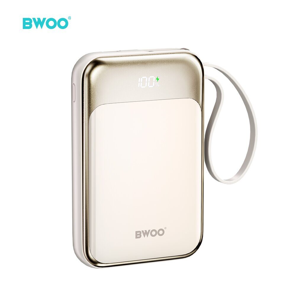 BWOO PD 20W 10000 mAh Power Bank With USB-C Cable and Display P80 black - imagine 2